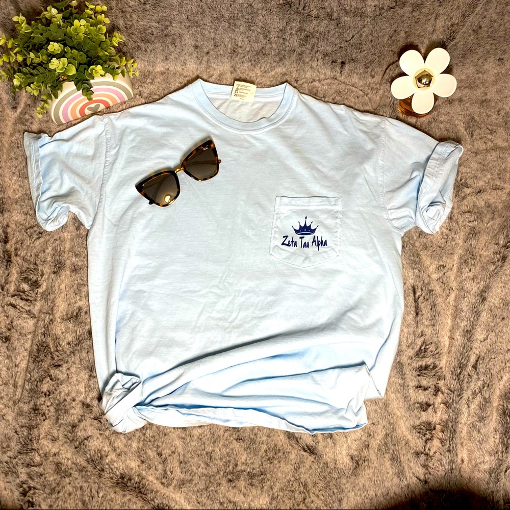 Zeta Tau Alpha Light Blue Guy Harvey Themed Shirt